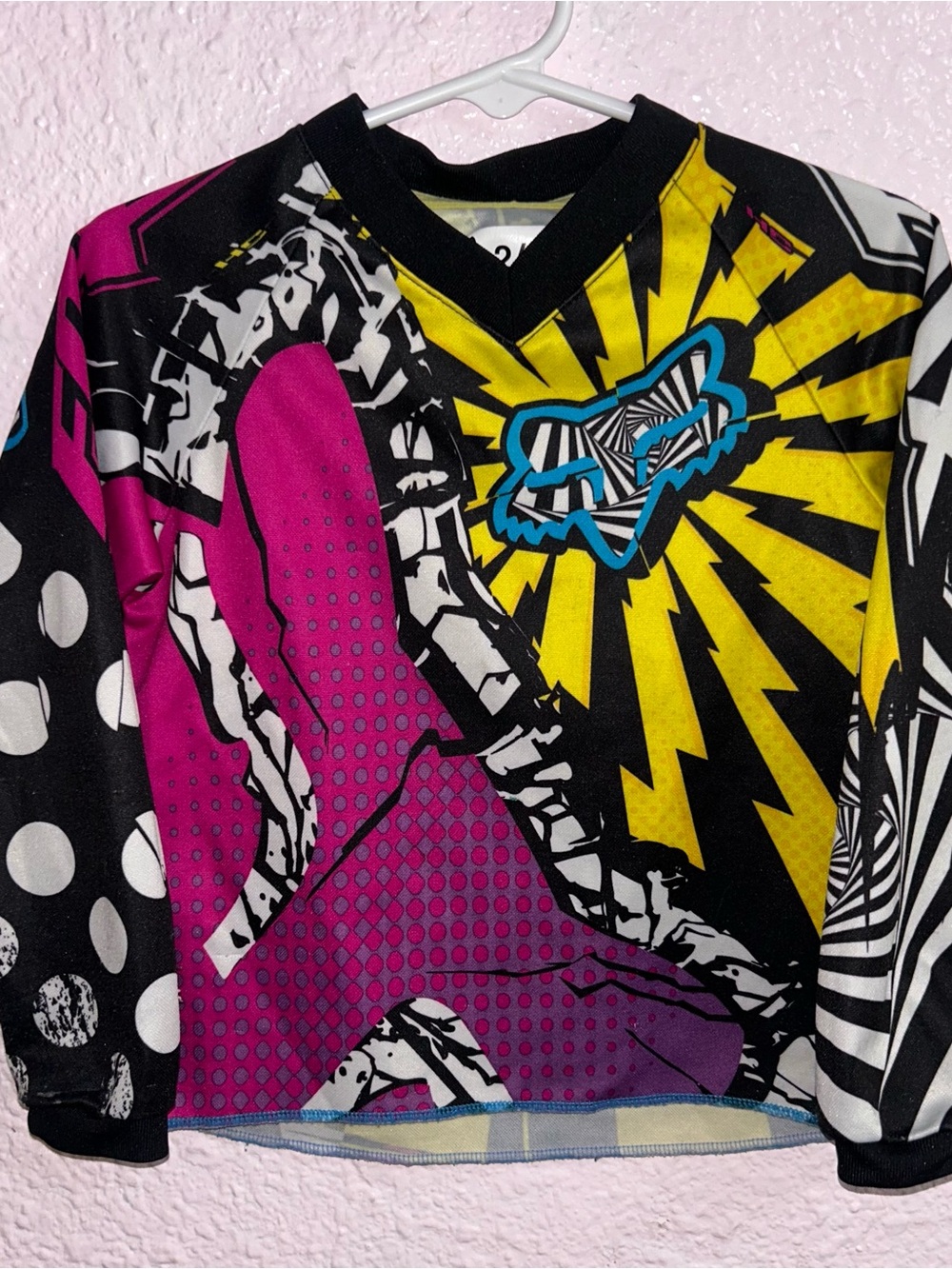 Fox Kids Jersey in Black, Yellow, Magenta, White, Blue
